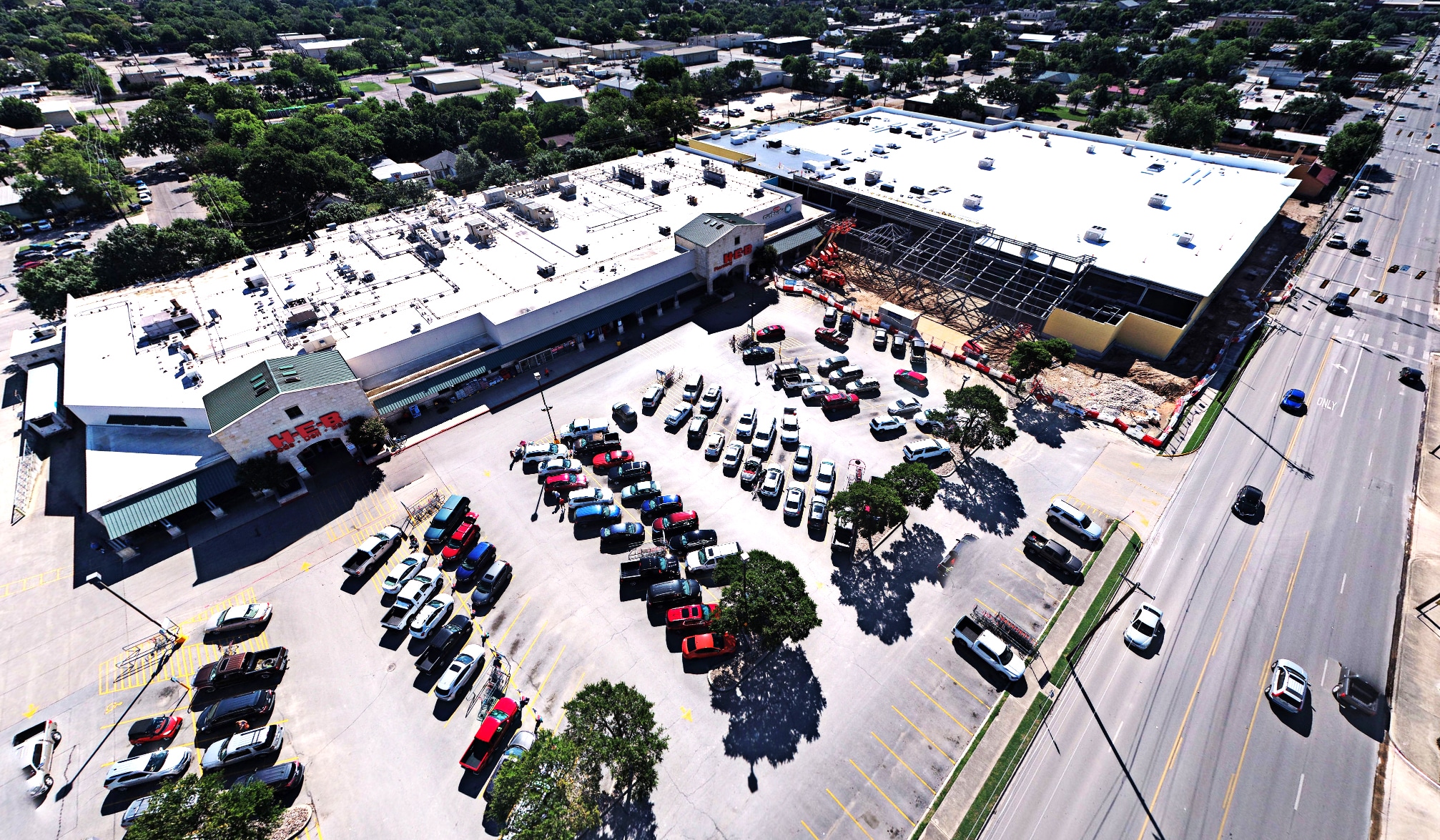 Aerial Footage of H-E-B in Kerrville, Texas